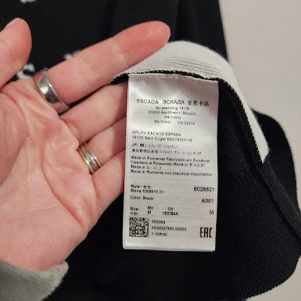 Escada Sport Black White Dont Look Back Intarsia Crewneck Sweater Jumper M - Picture 5 of 6